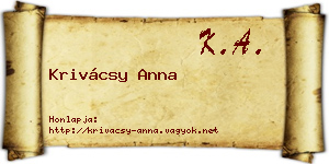 Krivácsy Anna névjegykártya