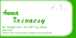 anna krivacsy business card